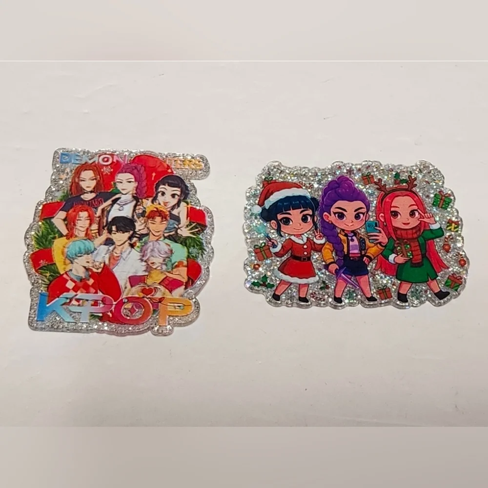 K-Pop Acrylic Flatback Christmas Glitterback Crafts Keychain Bag Clip Xmas